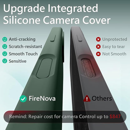 FireNova Magnetic for iPhone 17 Case, Compatible with MagSafe, [Integrated Silicone Camera Control Button] [Camera Protection] Anti-Scratch Microfiber Lining Phone Case, 6.3", Alpine Green
