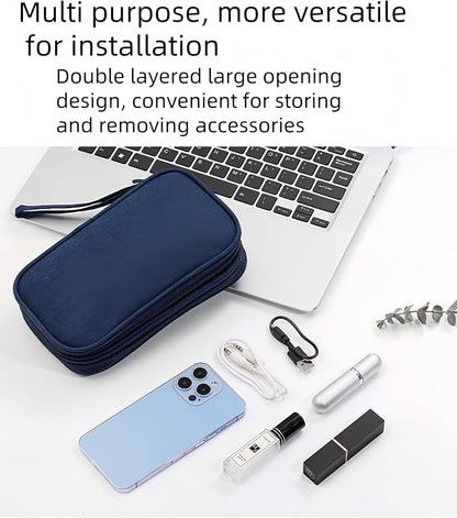 Electronic Organizer Travel Cable Accessories BagPouch Portable Waterproof Storage Bag Electronic Organizer Case for Cable, Mouse,USB Cable,Power Bank,Cord, Charger, Phone, Earphone (Dark Blue)