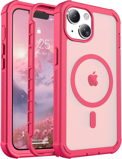 jaroco Magnetic for iPhone 13 Case, [Compatible with MagSafe][Military Grade Drop Protection][Heavy Duty Protection][Non-Slip][Shockproof] 2-Layer Durable Bumper Phone Case 6.1''-Rose