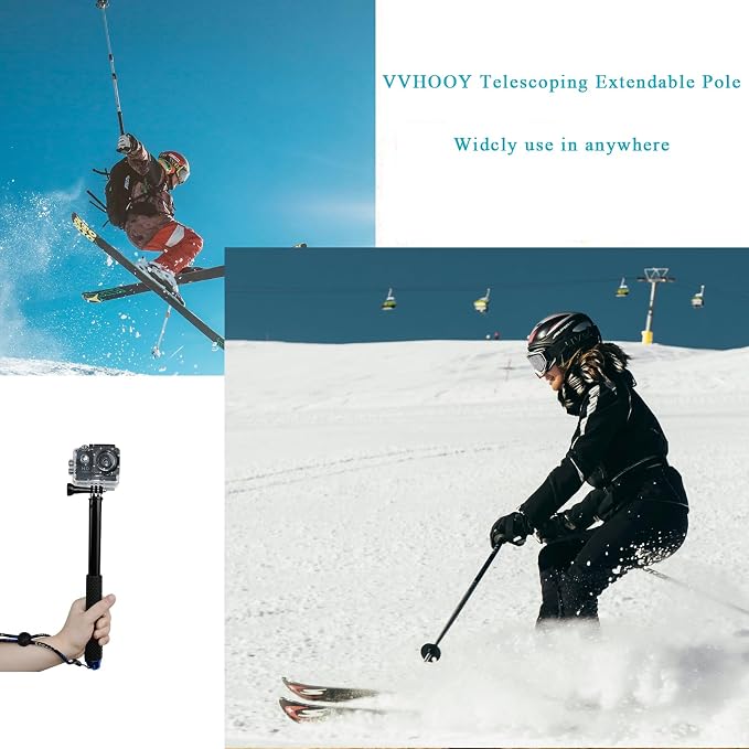 11.25-37 inch Selfie Stick Extendable Monopod Pole Waterproof Aluminum Telescopic Handle Grip Compatible with AKASO EK7000,Brave 4,V50,Gopro Hero 13 12 11 10 9 8,DJI Osmo,ODDV Action Camera