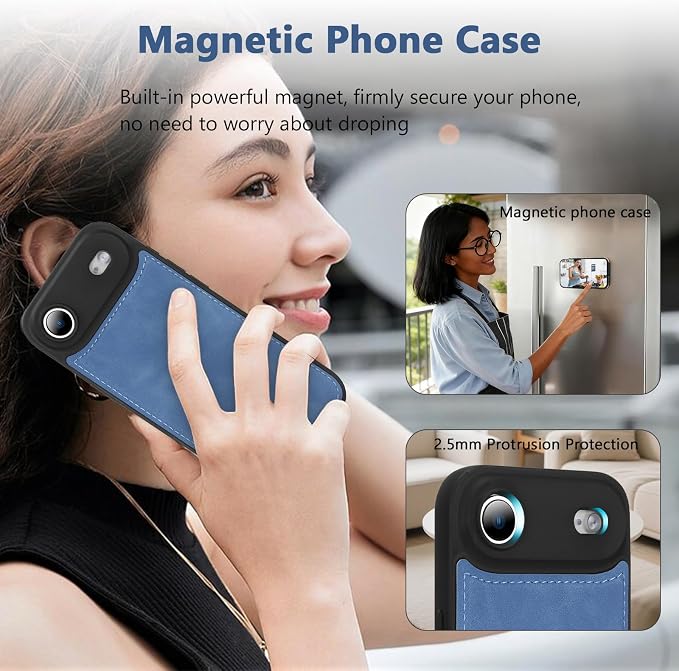Wallet Case for iPhone Air with Card Holder/Crossbody Wallet/Strap,[RFID Blocking][Magnetic] PU Leather Phone Case for iPhone Air,6.5 in,Dream Sky Blue