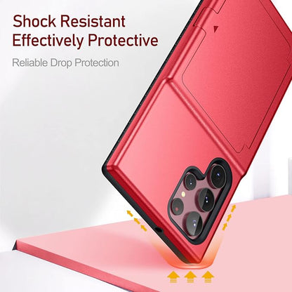 WeLoveCase Samsung Galaxy S22 Ultra Case Wallet Case with Credit Card Holder & Hidden Mirror, All-Round Protection Shockproof Phone Cover Designed for Samsung Galaxy S22 Ultra, 6.8 Inch Red