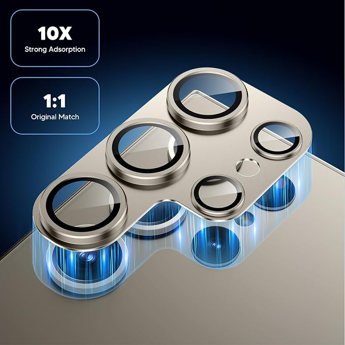 for Samsung Galaxy S24 Ultra Camera Lens Protector, [Full Protection] [Powerful Strength Adsorption] Matte Alloy Metal Ring Glass Camera Screen Protector for Galaxy S24 Ultra,Gray