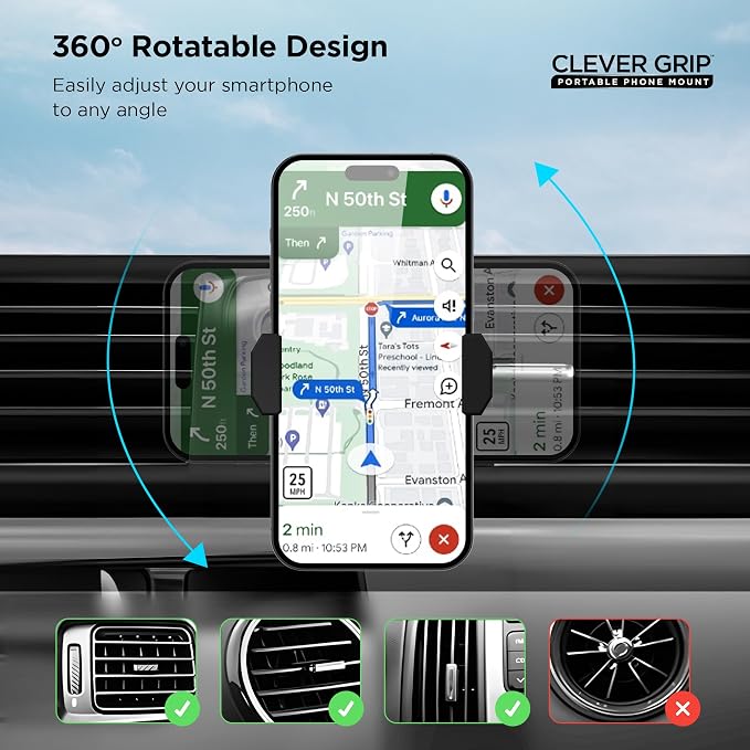 Bell+Howell Clever Grip MAX- Portable Phone Mount for iphone 6 and 6 PLUS, and for most Smart Phones