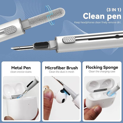 for Airpods Cleaner Kit,Bluetooth Earbuds 3 in 1 Multi-Function Cleaning Pen and Cleaning Putty,for Airpods Pro Phone Charging Port,Earbuds,Headphone, iPod,Case,iPhone,ipad,Laptop