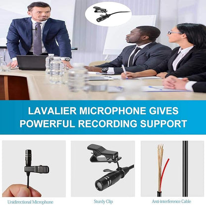 Lavalier Microphone Lapel Microphone Compatible with AKG Samson Wireless Transmitter - Unidirectional Condenser Mic - Mini XLR TA3F Plug