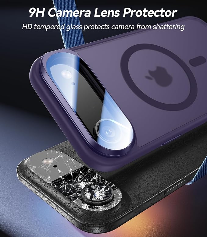 [Upgraded Full Camera Protection] for iPhone Air Case with Camera Cover Stand [Fit for MagSafe][10FT Mil-Grade Protection] Translucent Magnetic Phone Cover for iPhone 17 Air Case, Purple