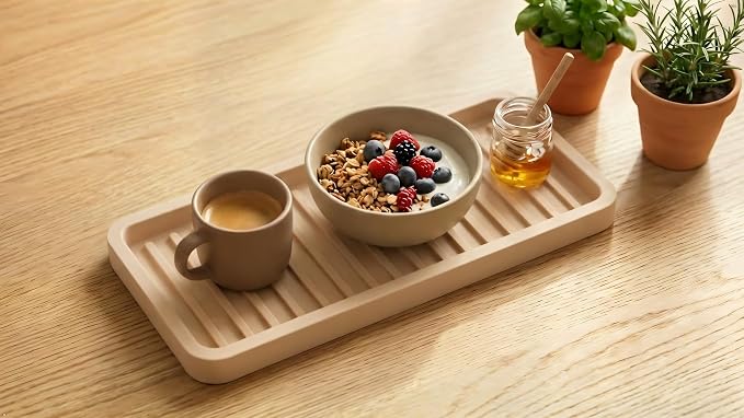 Happitasa Silicone Kitchen Sink Organizer Tray, Sponge Holder and Countertop Protector | Bathroom and Kitchen Soap Dish and Dispenser Tray (Sand Dollar, 9"x3.5", 5.6 Ounces)