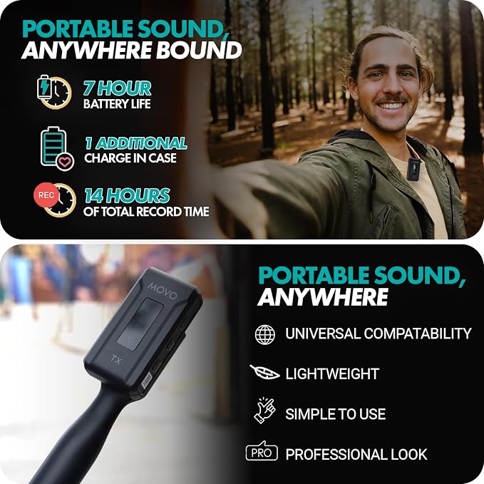 Movo WMX-2-L Wireless Lavalier Microphone for iPhone/Lightning Devices with WMX-HM Handheld Adapter - Lapel Mic with Handle Mount for Content Creators, Interviews, Reporting