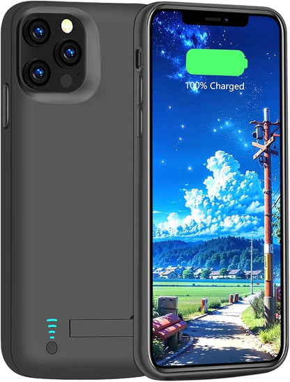 New Battery Case for iPhone 12 / iPhone 12 Pro, 5000mAh Rechargeable Extended Battery Charging Charger Case, Add 100% Extra Juice (6.1 Inches) Black