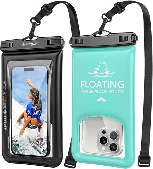 Waterproof Phone Pouch Floating 2 Pack, IP68 Waterproof Phone Case with Lanyard for iPhone 17 16 15 Pro Max, Galaxy S26 Ultra, Touch Screen, Cell Phone Dry Bag for Beach Cruise Essentials, Up to 8.5"