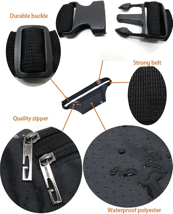 Outdoor Sports Running & Jogging & Travel Waterproof Utralthin Waist Pack/Bag Runner Belt, Black