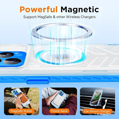 WIFORT for iPhone 15 Pro Max Waterproof Case, [IP68 Underwater Dustproof][Built-in Screen][15FT Military Shockproof], 360 Full Body Sealed Protection Cover Magnetic Frosted Phone Case, 6.7" Blue