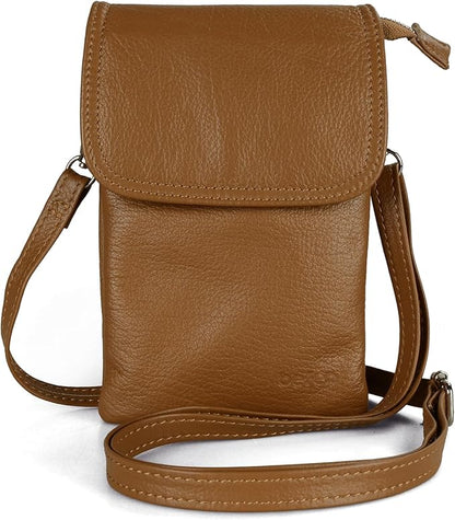 befen Genuine Leather Small Crossbody Bags for Women Cell Phone Bag Cross Body Purses,Silver Zipper