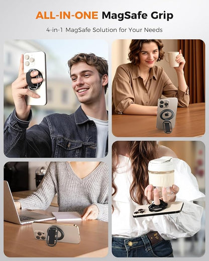 SUPERONE for MagSafe Phone Grip, Magnetic Phone Ring Holder, Magnetic Phone Grip with MagSafe Strap, Adjustable Finger Ring Grip Kickstand for iPhone 17 16 15 14 13 12 Series Mag Safe Accessories