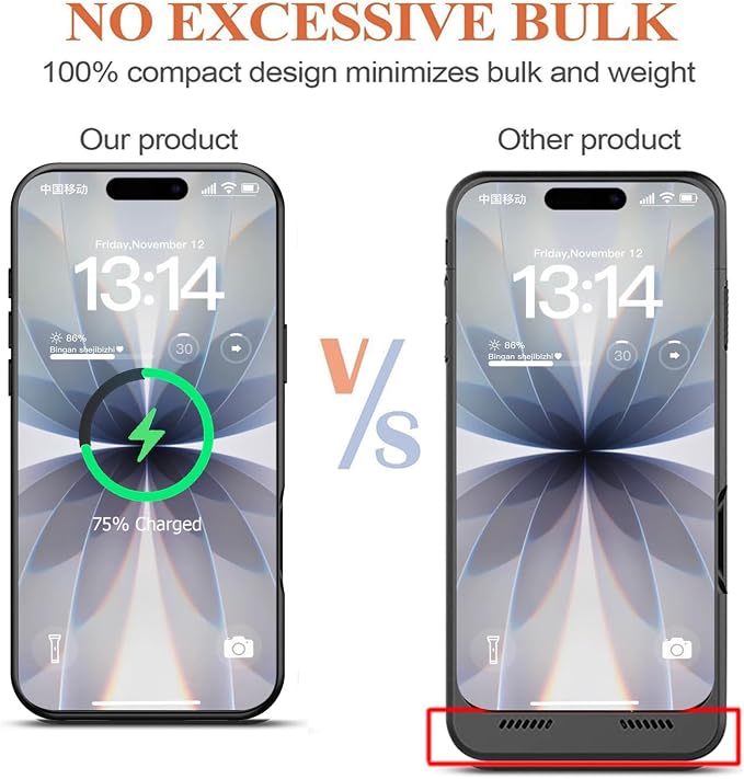 Battery Case for iPhone 17, Upgraded 10000mAh Protective Charging Case with Wireless Charging Compatible with iPhone 17 (6.3 inch) Rechargeable Extended Battery Pack Charger Case with Carplay (Black)