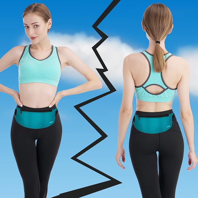 USHAKE Running Belt,Men or Women Ultra Light Bounce Free Waist Pouch Bag Fitness Workout Belt Sport Waist Pack Exercise Waist Bag for iPhone Samsung LG in Running Gym Marathon (MINT BLUE)