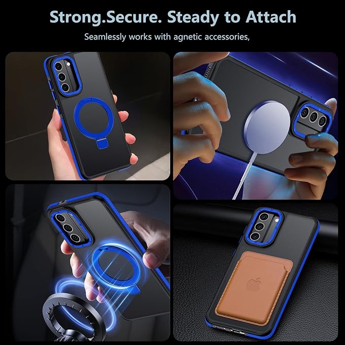 for Samsung Galaxy S22 Plus Case, Magnetic Adjustable Ring Stand [Fit for Magsafe], [Military-Grade Shockproof Protection] Phone Case with Kickstand&Ring Holder (Blue)