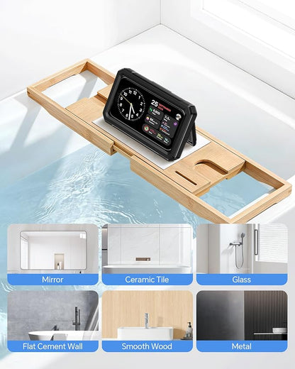 Waterproof Phone Holder for Shower- 480° Rotatable Retractable Adjustable Anti Fog iPhone Case for Shower,Bathroom Accessories Wall Mount Phone Holder for 4-7" Cellphones