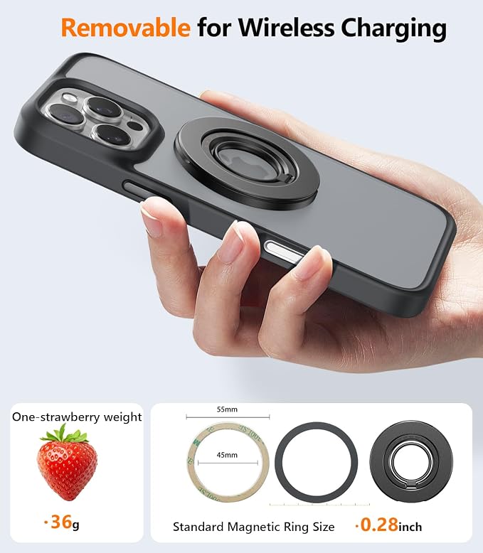 TORRAS 2025 Upgrade [Dual-Ring] Fit for MagSafe Phone Grip Ring Holder [Dual-Ring] Compatible with MagSafe Kickstand Magnetic for iPhone 17/16/15/14/13/12/11 Samsung, Google Accessories, Purple