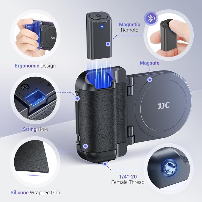 (1+1) 67mm Magnetic Phone Lens Filter Mount + Phone Snap Grip Set for iPhone 16 15 14 Pro/Pro Max Plus, Magnetic Filter Adapter w Cold Shoe & 1/4" Hole Pull-Out to Fit Pro Max Plus (No Filters