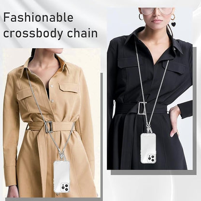 MOUTAKEY Metal Cell Phone chain Crossbody Phone lanyard with 2 Tether Tabs Detachable iPhone Chain Crossbody Strap,Non-rusting,Solid,iPhone Lanyard for Women Girls Travel Shopping Party Camping