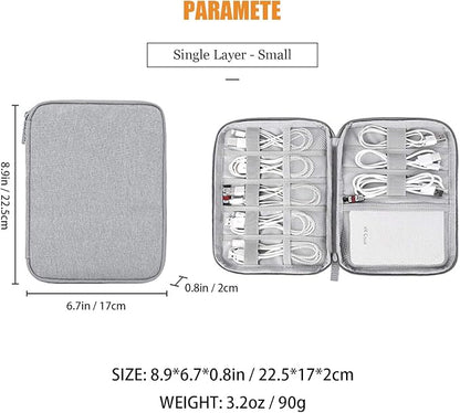 Electronics Organizer, Jelly Comb Electronic Accessories Case Portable Double Layer Cable Storage Bag for Cell Phone, Data Line, Power Bank, USB Flash Drive and More (Gray, Single layer/Small)