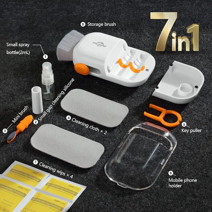 SIN SHINE Keyboard Cleaner 7-in-1 Laptop Cleaner Keyboard Cleaner Set for PC Monitor, TV, Phone, Computer (BBH01-White)