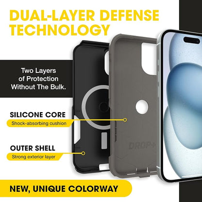 OtterBox iPhone 16e, 15, 14, & 13 Commuter Series Case - Slim & Tough, Pocket-Friendly, with Port Protection - Black/Grey