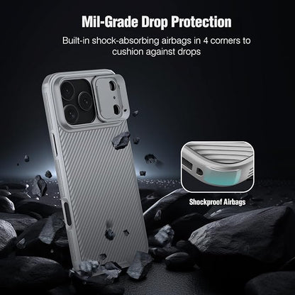Nillkin Camshield Case for iPhone 17 Pro Max Case, [Built-in Dual Camera Cover][Slim Profile] [Military Grade Drop Protection] Shockproof Bumper Phone Case 6.9 inch 2025 Gray