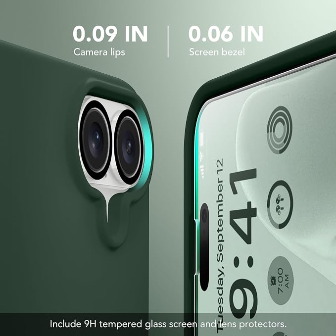 GONEZ Magnetic for iPhone 17 Case, Compatible with MagSafe, [Screen Protector + Camera Lens Protector], Liquid Silicone Anti-Scratch Shockproof Protective Phone Case 6.3 inch, Army Green