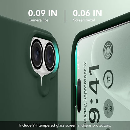 GONEZ Magnetic for iPhone 17 Case, Compatible with MagSafe, [Screen Protector + Camera Lens Protector], Liquid Silicone Anti-Scratch Shockproof Protective Phone Case 6.3 inch, Army Green