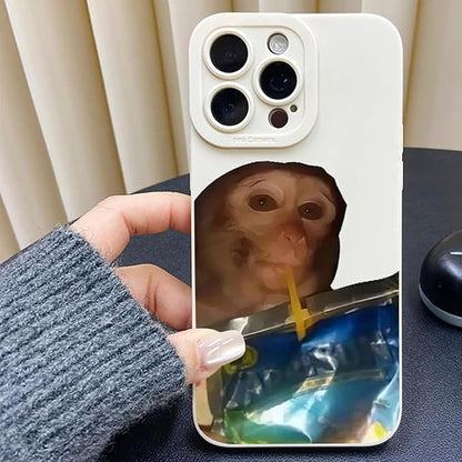 Monkey Phone Case, Funny Monkey Phone Cases, Monkey Drinking Phone Case, for iPhone 16/15/14/13/12/11 Promax (White,for iPhone 15Pro)