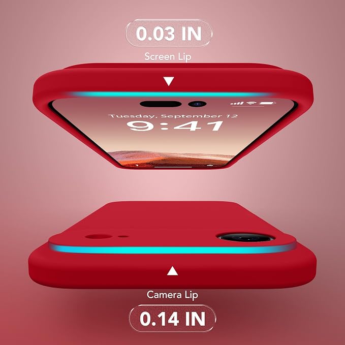 Magnetic for iPhone Air Case, Compatible with MagSafe, [Full Camera Protection][Screen Protector] Silicone Shockproof Protective Phone Case for iPhone 17 Air 6.5", Deep Red
