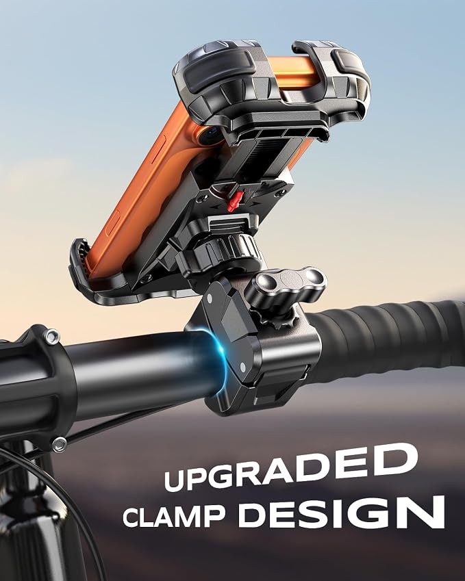 Zewdov Motorcycle Phone Mount [Secure Grip][Anti-Drop], Upgrade Bike Phone Holder [1s Stable Lock], 360° Rotatable Phone Holder for Mountain Bike/ATV, Fits for iPhone/Samsung 4.7-6.8", Clamp Mount