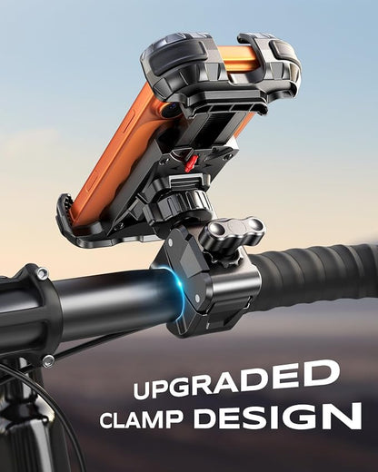 Zewdov Motorcycle Phone Mount [Secure Grip][Anti-Drop], Upgrade Bike Phone Holder [1s Stable Lock], 360° Rotatable Phone Holder for Mountain Bike/ATV, Fits for iPhone/Samsung 4.7-6.8", Clamp Mount