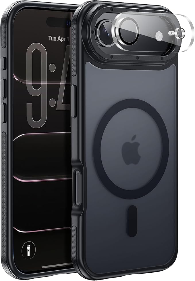 Magnetic for iPhone Air case, with Camera Lens Protector [10Ft Military-Grade Protection] Compatible with fit MagSafe Slim case for iPhone 17 Air 6.5 inch, Black Bumper
