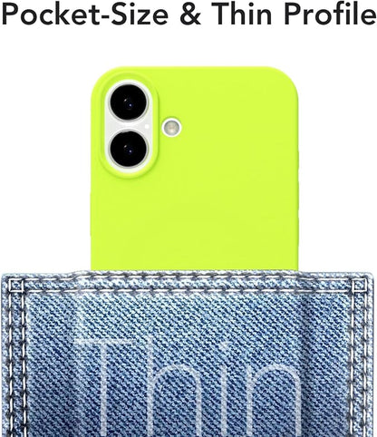 for iPhone 16 Case Silicone Compatible with Magsafe Case, Ultra Slim Thin Magnetic Phone Cases Mag Safe, Cute Soft Rubber Gel TPU Matte Plain Wireless Charging Cover for Women, Neon Green