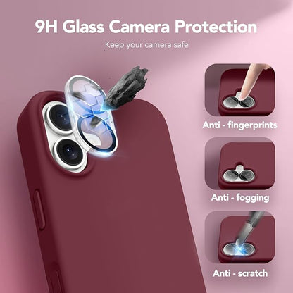 GONEZ Magnetic for iPhone 17 Case, Compatible with MagSafe, [Screen Protector + Camera Lens Protector], Liquid Silicone Anti-Scratch Shockproof Protective Phone Case 6.3 inch, Maroon
