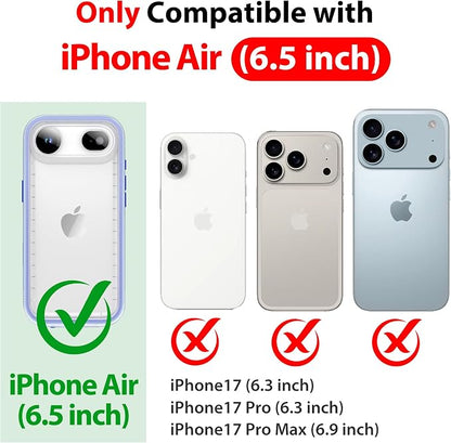 SPORTLINK for iPhone Air Waterproof Case - Dustproof/Rugged Full Body Shockproof/Dropproof/Built in Screen Protector/IP68 Underwater for iPhone Air Case 6.5 inch Blue/Frosted Clear