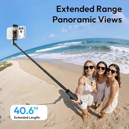ULANZI Phone Tripod, SK26 40" Portable Selfie Stick for iPhone, 2 in 1 Adjustable Tripod with Bluetooth Remote Cold Shoe Mount, Portable Phone Stand Lightweight for Travel Photo Video Stream Vlog