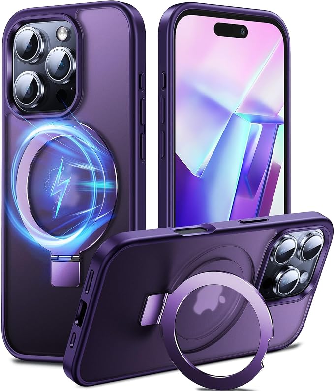 Chicfun 3-in-1 [Magnetic+Kickstand+Ring Holder] for iPhone 16 Pro Case with Stand Ring Holder， Compatible with MagSafe, Military Shockproof Kickstand Phone Case iPhone 16 Pro Cover Purple