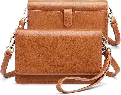 nuoku Women Small Crossbody Bag Cellphone Purse Wallet with RFID Card Slots 2 Straps Wristlet