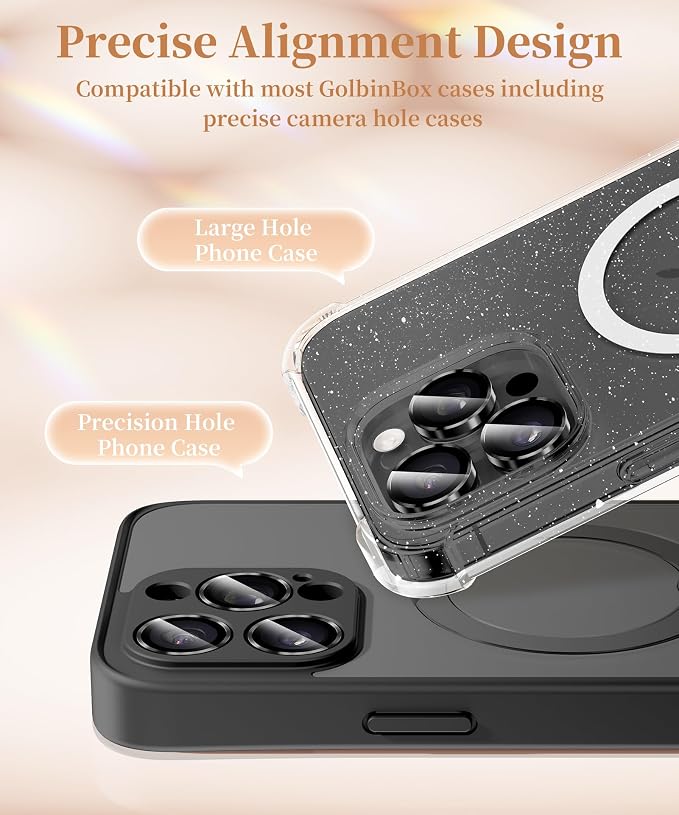 GolbinBox Camera Lens Protector for iPhone 17 Pro Max/17 Pro/16 Pro Max/16 Pro, 1:1 Invisible Fit, 9H Tempered Glass Ultra HD Metal Individual Camera Cover, Case Friendly, Black