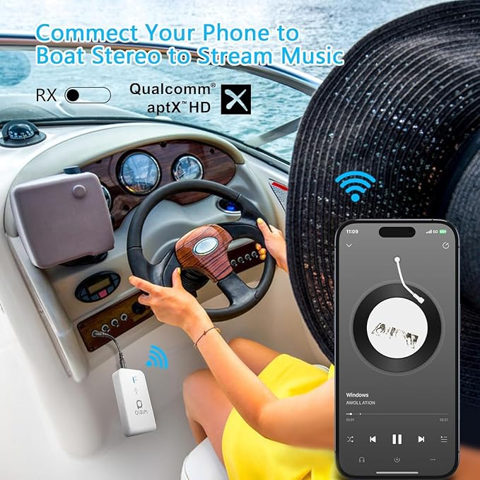 Blutooth 5.3 Receiver & Transmitter, AptX Low Latency, Supports 2 Wireless Headphones or AirPods for Airplane, TV, PC, Gym, Switch, Bluetooth Receiver for Car/Home Stereo (White)