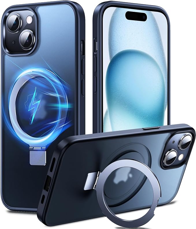 Chicfun 3-in-1 [Magnetic+Kickstand+Ring Holder] for iPhone 15 Plus Case with Stand Ring Holder， Compatible with MagSafe, Military Shockproof Kickstand Phone Case iPhone 15 Plus Cover Black