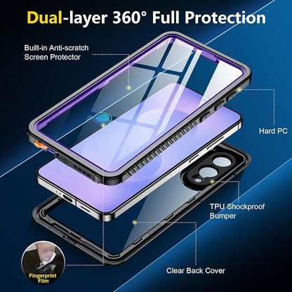 SPIDERCASE for Samsung Galaxy S25 Edge Case Waterproof, Built-in Screen&Camera Lens Protector, [IP68 Underwater][12FT Military Grade Shockproof] Phone Case, Purple/Clear