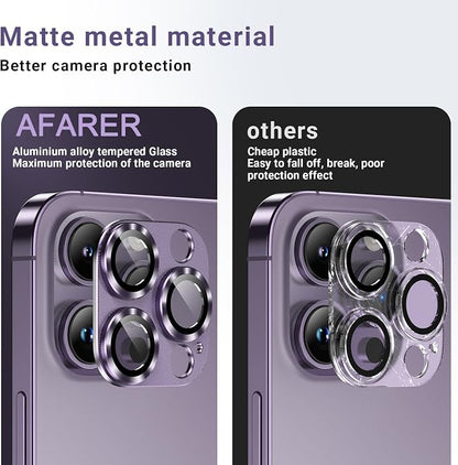 AFARER Camera Protector for iPhone 14 Pro/14Promax [Strong Adsorption][Scratch-Resistant][Easy Installation],Aluminum Tempered Glass Lens Screen Cover-Black Titanium (1 PCS)