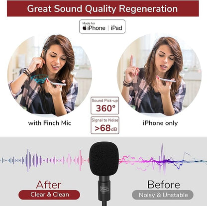 PIXEL Microphone for iPhone iPad(Apple MFi-Certified) from Mic for iPhone Live Streaming Vlogging | External Microphone for iPhone Video Recording, Compatible with Apple Lightning Devices (5ft)