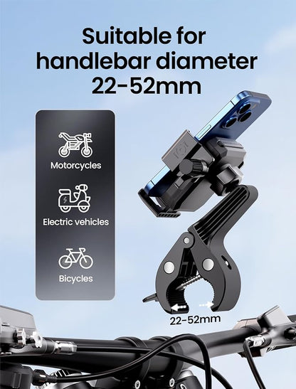 Bike Phone Holder, Geyrut Handlebar Phone Mount [No Block Camera] for Electric Scooter Mountain Dirt Bike and Motorcycle Compatible with 4.7''-7.1'' Smart Phone